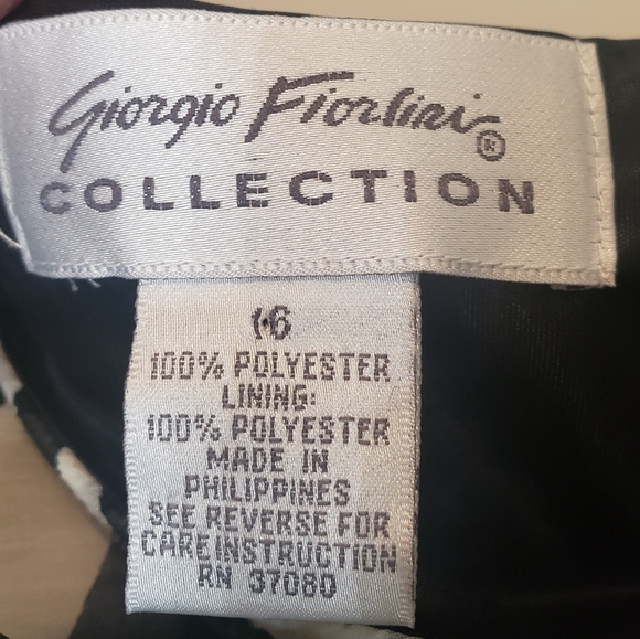 Giorgio Fiorlini Long Dress Sleeveless Draped Neck Black White Floral Size 16 - Picture 8 of 12